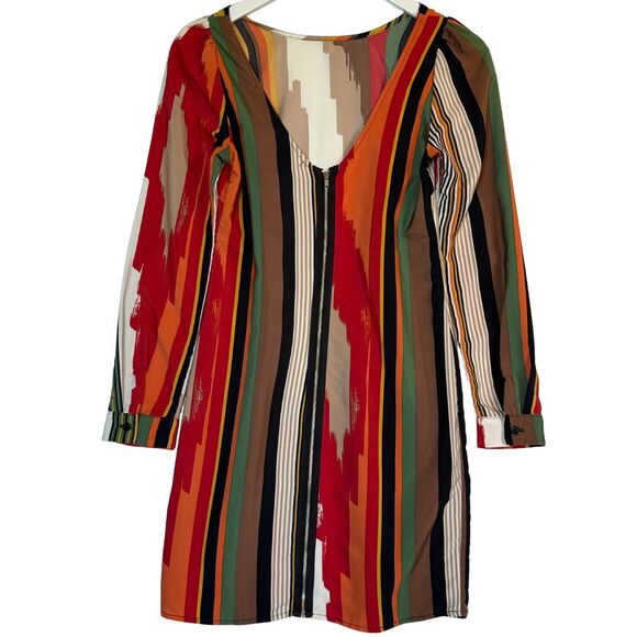 Vintage Chico Long Sleeve Striped Mini Dress | Retro Mod Style | Made in USA - Picture 2 of 3